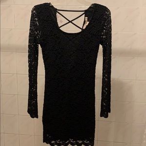 Forever 21 Black Lace Long Sleeve Dress - Small